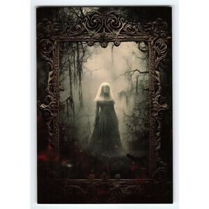 Eerie Faceless Bride Halloween Photochrome Postcard 5.5x4 Chrome